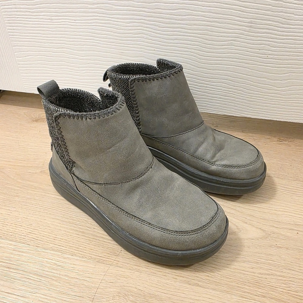Hey Dude‎ Gray Leather Slip On Mel Casual Outdoor Comfy Ankle Boots Size 6